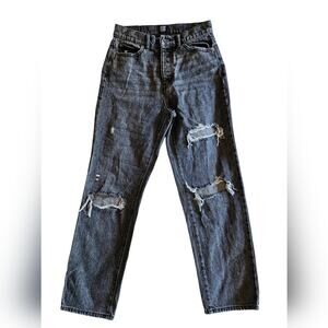 BDG Urban Outfitters Jeans Womens 27 Black Denim Slim Straight Distressed Button